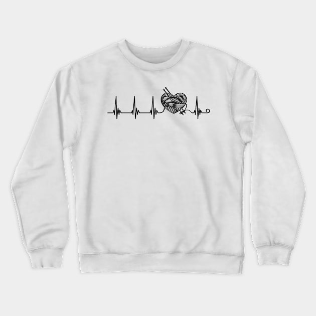 Knitting Sewing Crocheting with Passion Heartbeat Dark Crewneck Sweatshirt by Gift Designs